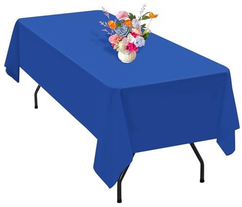 1 Packung königsblaue Polyester-Tischdecke für 2,4 m große rechteckige Tische, 153 x 320 cm Polyester-Stoff-Tischdecke, knitterfrei, waschbar, für Hochzeit, Geburtstag, Party, Bankett-Dekoration
