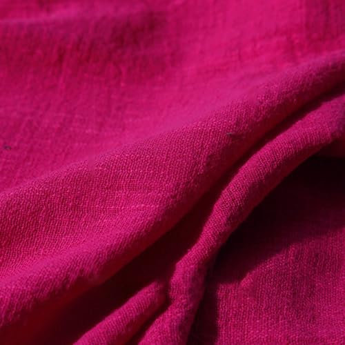 Tissu en coton et lin - 300 cm x 130 cm - Tissu fin au mètre - Tissu à coudre - Tissu décoratif pour bricolage, bricolage, décoration de vêtements, décoration de table, rouge rose