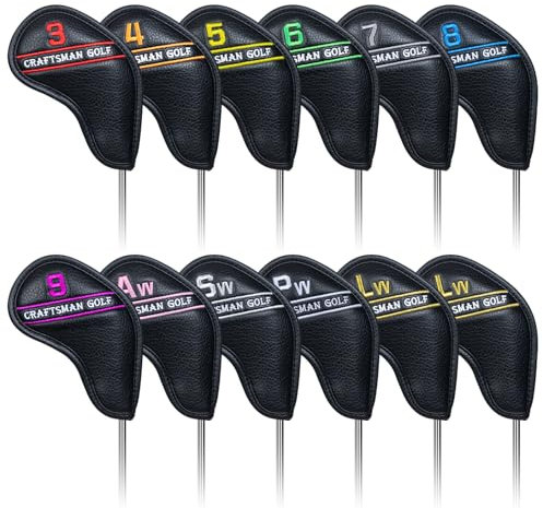 Craftsman Golf Magnetic Iron Headcover set 12ps/set with Colorful No. For Right Handed Golfer