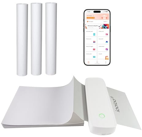 IOOIOO Tintenloser tragbarer Thermodrucker für Tattoo-Schablonen-Transferpapier und für 21,6 x 27,9 cm Briefgröße/A4-Thermopapier (gefaltet oder gerollt), Weiß