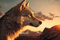 Acryl-Bild 50 x 30 cm: Wunderbares Detail in der Natur. Das Nahaufnahmebild eines großen Wolfes. Der große Wolf steht auf einem Felsen und schaut (200381561)