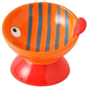 Cat Bowls, Cute Fish Shaped Anti Vomit Raised Cat Dish, Elevated Cat Bowls, Elevated Cat Bowls, Food Water Feeder, Stable Feeding Bowl for Cats and Small Dogs, Backflow Prevention (B)
