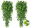 RECUTMS Fake Hanging Plants 2Pcs Outdoor Greenery Artificial Flower for Outdoors Basket Plant Plastic Home Garden Wedding Party Decorations(Green)