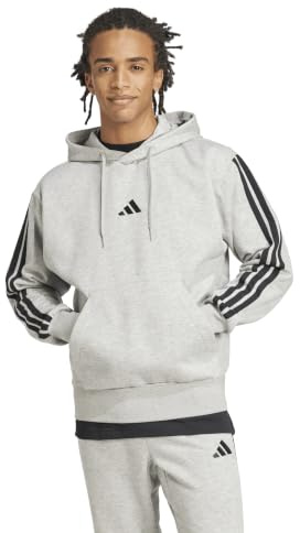 Adidas Essential Three Stripes Fleece Hoodie Felpa con Cappuccio Uomo (Pacco da 1)