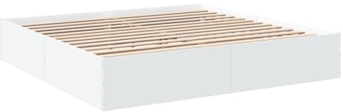 vidaXL Bettgestell, Bett Doppelbett für Schlafzimmer, Bettrahmen mit Lattenrost, Schlafzimmerbett Modernes Design, Weiß 180x200cm Holzwerkstoff