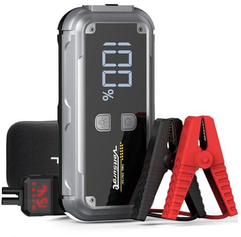 démarreur de Voiture, démarreur d'urgence, 5000A démarreur d'urgence pour Voitures jusqu'à 8.0L Essence ou 6.0L Diesel, démarreur de Secours 12V, Sortie USB Rapide, Torche LED