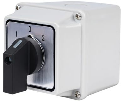Jadeshay Commutatore Selettore,660V 20A Interruttore Selettore Universale Rotativo 1-0-2(ON-OFF-ON) 3 Posizioni 8 Terminali 2 Fasi Interruttore a Camma con Scatola Impermeabile