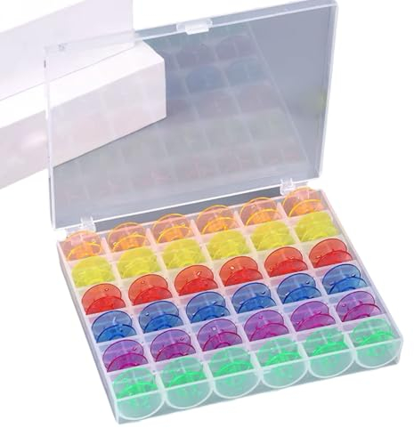 36 StüCk NäHmaschinen Spulen mit Spulenbox Spulen,Bunten Transparent Kunststoff Unterfadenspulen,Spulen NäHmaschine,für GäNgige/Spule NäHmaschine Garnrollen,Spulenhalter,Spulenhuggers (36 Stück)