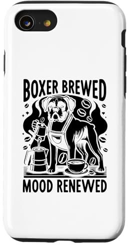Hülle für iPhone SE (2020) / 7 / 8 Boxer Brewed Mood Renewed Coffein Lover Dog Boxer