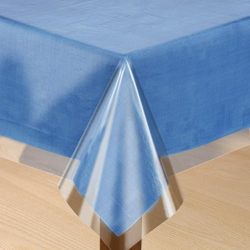 54 x 84 Inch Tischabdeckung Tischdecke Klarsicht Tischdecke Transparent Tischfolie 137 x 213cm, Meterware 0.13 mm Stark, Wasserdicht Abwaschbar PVC Folie Fettdicht Tischschutzfolie