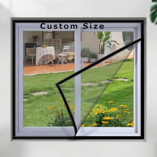 Custom Size Window Mesh,Self-Adhesive Cat Protection Net with Zipper | Fly Mosquito Screen,Semi-Transparent Netting for Living Room/Patio Window/Balcony