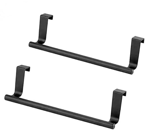 Portasciugamani, senza fori, porta asciugamani, porta asciugamani, per bagno e camera da letto, 23 cm, confezione da 2 (nero)