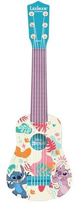 Lexibook, Disney Stitch, Ma première Guitare pour Enfant, 6 Cordes en Nylon, 53 cm, Guide Inclus, Bleu, K200D