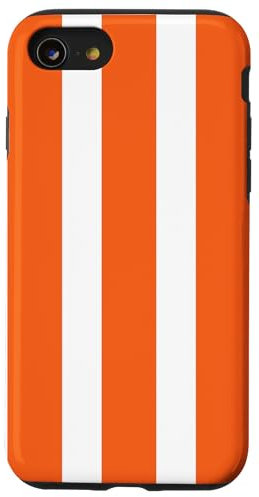 iPhone SE (2020) / 7 / 8 Bright Orange and White Stripes, Striped, Preppy Aesthetic Case