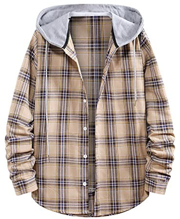 RLEHJN Strickjacke Herren mit Kapuze, Blusenshirt Offenes Hemdjacke Laufshirt Umlegekragen Langarmshirt Herren Hemd Kariertes Flanellhemd Oversize Pullover Herrenhemden Lockere Männer Herbstjacke