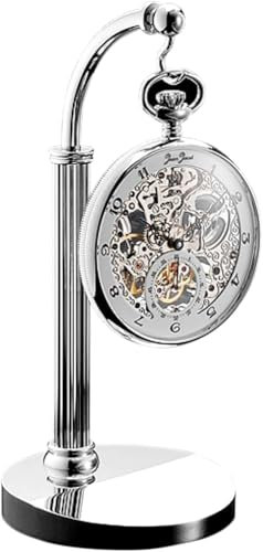 TAURISH Taschenuhr-Präsentationsständer – halber Bogen, silberfarbenes Messing, Chrom und Messing-Metallhalter