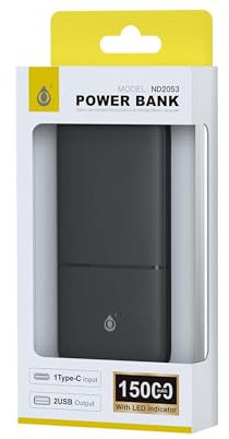 Power Bank Omar Fast Charge 15000 Mah - 55,5 Watt - Nd2053 (Nero)