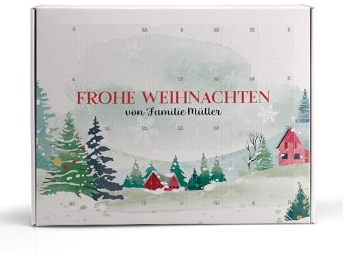 Adventskalender Kiste selbst gestalten – großer Weihnachtskalender mit Namen – zum Befüllen für Weihnachten 2025 – WINTERWALD TEXT