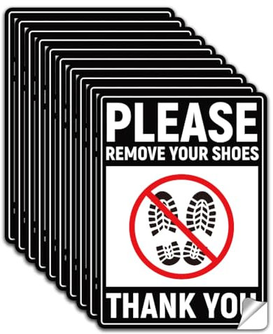 WADORN 10 x Aufkleber Mit Der Aufschrift „Bitte Ziehen Sie Ihre Schuhe Aus“. PVC Wasserdicht Selbstklebend 24 Stunde Videoüberwachung Warnaufkleber Aufkleber Für Haustür Zuhause Im Freien 13x18cm