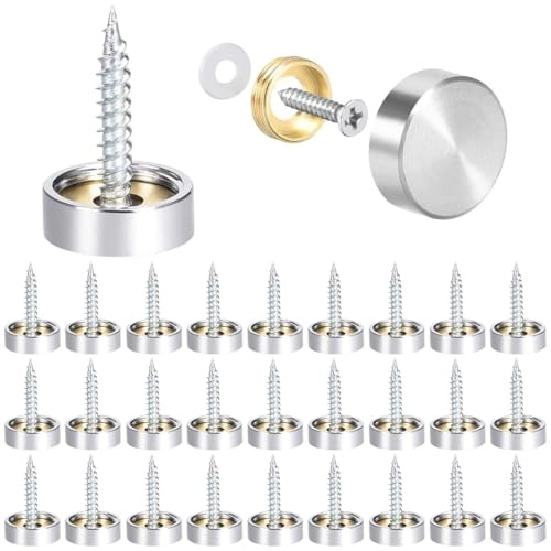 Zliger 20 pièces Vis à Miroir 16mm Miroir Décoratif Vis Acier Inoxydable Couvercle Cap Clous CacheCouvercle Clous