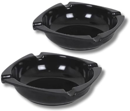 PARENCE.- Set mit 2 Melamin-Aschenbechern - 10 cm Durchmesser - Kompakt, leicht, widerstandsfähig und vielseitig - 2 Stück, schwarz