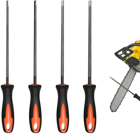 Aweisile Feile für Kettensäge 4 Stück Kettensägefeile Feilen Kettensäge Kettensäge Feilen Feilen Set mit Griff Feile Kettensäge Rundfeilen für Kettensägen 3,2 mm/4,0 mm/4,8 mm/5,5 mm für Kettensägen