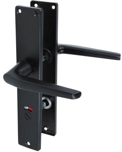 MS Beschläge - Langschildgarnitur - Türgriff Schwarz – Türklinke - Türbeschläge Türgriff für Innentüren - Schildgarnitur – Türdrücker - Drückergarnitur Zimmertür (WC DIN Norm)