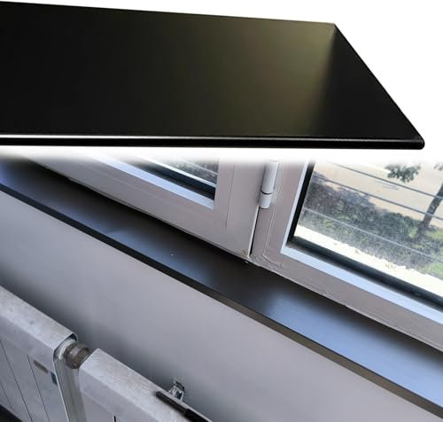 Dailify Fensterbankabdeckung Aluminiumlegierung Fensterbankverkleidung, Schneidbar Schwarze Arbeitsplatte Fensterbankschutz, Fensterbank für Innenfenster(60cm x 25cm (23 5/8 x 9 7/8))