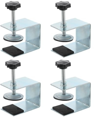 sourcing map 4 Pcs Drawer Front Installation Clamps, Adjustable Drawer Fixing Clips, Galvanized Woodworking Jig for Tables Desks Mount, Silver