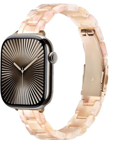 Harz Armband Kompatibel mit Apple Watch Armband 38mm Damen 40mm 41mm 42mm 44mm 45mm 46mm,Damen Schlank und Leicht Strap für Apple Watch SE Armbänder/iWatch Serie 10 9 8 7 6 5 4 3 Band