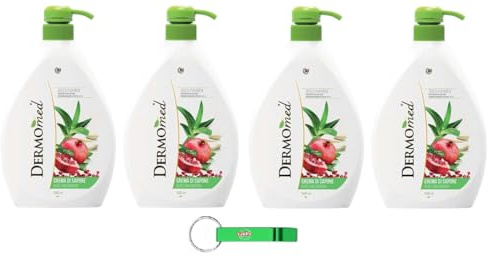 4x Dermomed Sapone Liquido - Seife Flüssigseife mit Aloe-Granatapfel Duft - Ideal für Hände und Gesicht 1000ml + Beni Culinari Kostenloser Schlüsselanhänger