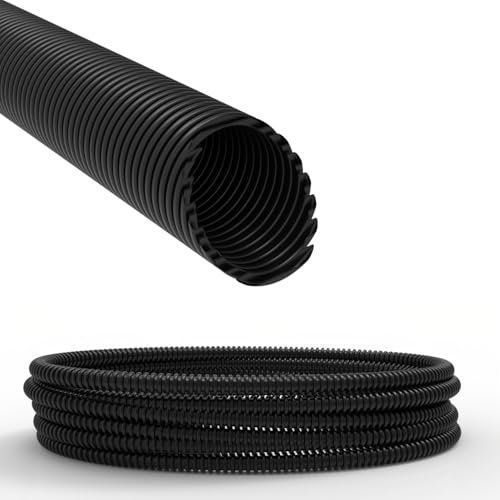 ISTA Wellrohr ungeschlitzt 25/50 / 100m Leerrohr für Erdkabel/Wellrohr UV beständig/Kabelschutzschlauch/Kabelschlauch schwarz (50 m, Ø 12 mm innen)