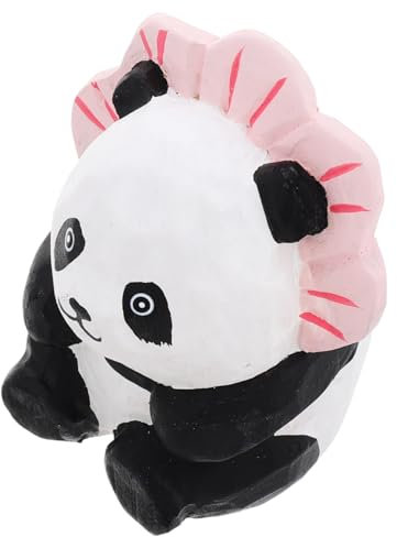 PRETYZOOM Holzpandafigur Handgeschnitzt als Panda-Ornament für Zuhause und Büro Sammlerstück Tierfigur aus Holz