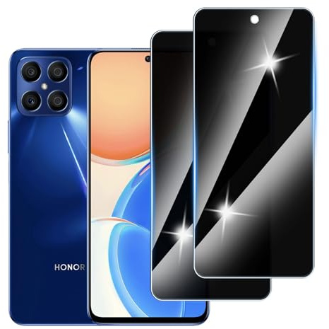 Hirshen 【2 Piezas】 Protector Pantalla Privacidad para Honor X8 4G,Anti-Espía Vidrio Película,Cristal Vidrio Templado Anti Espía,9H Dureza,Sin Burbujas,Anti-Arañazo,Privacy Screen Protector