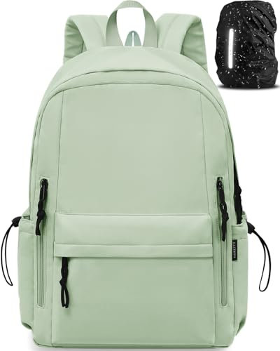 FIORETTO Rucksack Damen Schulrucksack für Teenager mit Regenschutzhaube, passt zu 15,6-Zoll-Laptop, Mit Anti-Diebstahl-Tasche, Ideal für Schule College Pendeln und Reisen Rosa