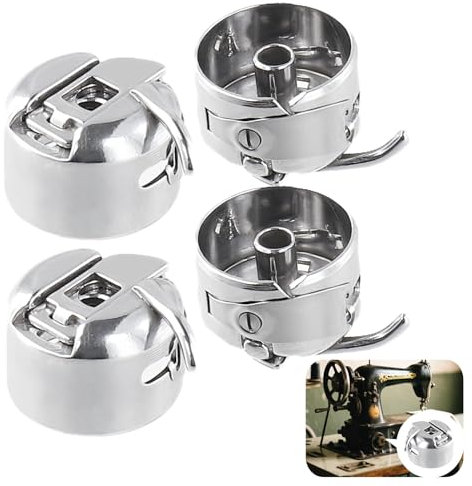 4 Stück Edelstahl Spulenkapseln für Nähmaschinen, Universell Einsetzbare Spulenkapsel Kompatibel mit Frontlader Nähmaschinen der Klasse 15 für Professionelle Schneider und Hobby-Näher, 22 mm