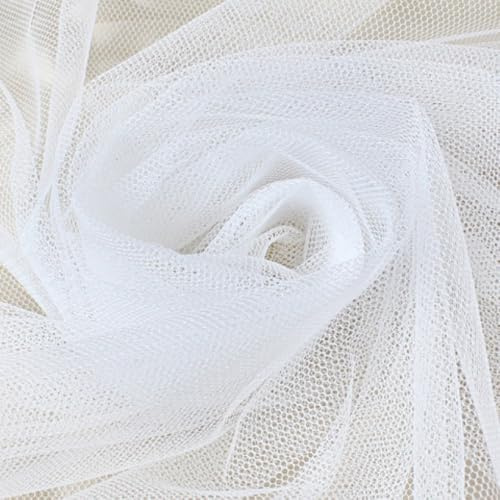 Duories 500cm x 300cm Mash Stoff Meterware, Extra Breit Softtüll Netzstoff Tüllstoff zum Nähen, Tüll Stoff für Bekleidung Gardine Tischdecken Hochzeit Vorhang Freihanddeko Tüllrock Party Deko,Weiß
