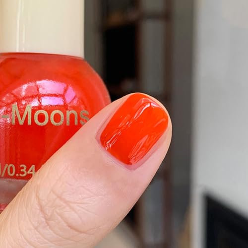 Neon Orange Nail Polish - 10ML Orange Nail Varnish Quick Dry - Autumn Winter Summer Nail Polish Solid Color - High Gloss Natural Nail Varnish Nail Art Manicure Salon