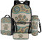 LACIYISON Boho Mandala Paw Print Backpack Combo Set Backpack with Adjustable Strap for Teenagers Lightweight Bookbag with Lunch Bag Pencil Case Casual Daypack for Teenagers