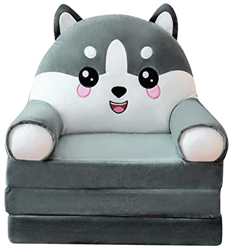 Plüsch faltbares Kindersofa Rückenlehne Sessel 2 in 1 faltbares Kindersofa niedliches faules Sofa aufklappbares Schlafsofa für Wohnzimmer Schlafzimmer ohne Liner Filler Bürostuhl Kissen (AF, One Size)