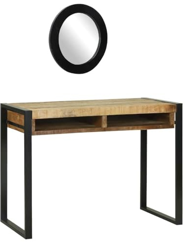 vidaXL Dressing Table Brown 100 x 50 x 75 cm Solid Mango wood | This lovely piece shows off the rustic vibe of mango wood, Comes with big drawers for your cosmetics and bits and bobs,