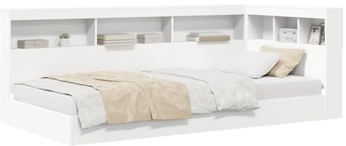 vidaXL Bücherregal Bett Weiß 100x200 cm Engineered Wood