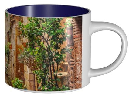 WSHFFILO Italy Tuscan Printed Large-Capacity Ceramic Mugs Featured Coffee Mug