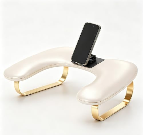 VOCOSTE Nail Arm Rest Arm Rest for Nails Nail Wrist Rest with Phone Holder | Nail Arm Rest Hand Pillow Leather Nail Stand Non-Slip Foot Cushion Nail Tech Arm Rest Wrist Rest With Phone Holder Beige