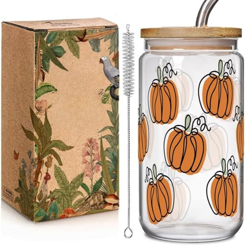 Decorazioni di Halloween, zucca di Halloween, fantasma teschio autunnale, tazza autunnale con zucche da 470 ml, bicchiere in vetro per caffè freddo, tazze di vetro spettrali, regali spettrali gotici