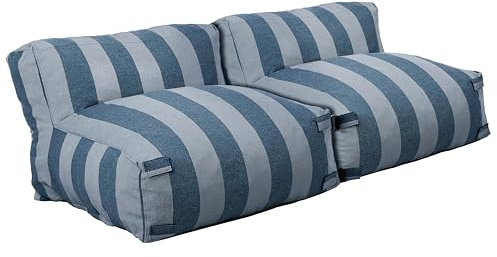 Oviala Mixi Gartenmöbel, modular, mit 2 gestreiften Sitzplätzen, Pacific Blau
