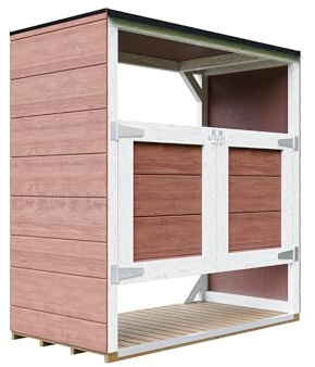Holzschuppen für den Außenbereich - Garten Mülltonnenbox 2er 240L Aus Wetterfest LP Smartside Holz, Mülltonnenverkleidung mit Türen, Moderne Garten Box Außen – Timbela M980A-REDWOOD RED