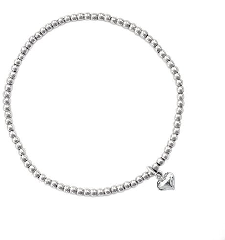 Beau Soleil Jewelry 925 Silber Schmuck Damen-Armband Kugelarmband mit Charm Herz Anhänger