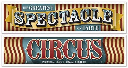 Generique - 2 Banderoles Cirque Vintage 38 cm x 1,5 m