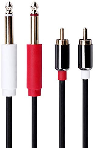 baolongking 2x 6,35 mm a 2RCA Cavo, RCA Cable Oro-Placcato [Copper Shell] [Robusto] 2 x 6,35mm (1/4 pollice) Maschio TS a 2 Maschio Adattatore Sdoppiatore Audio Stereo Cavo (2m)